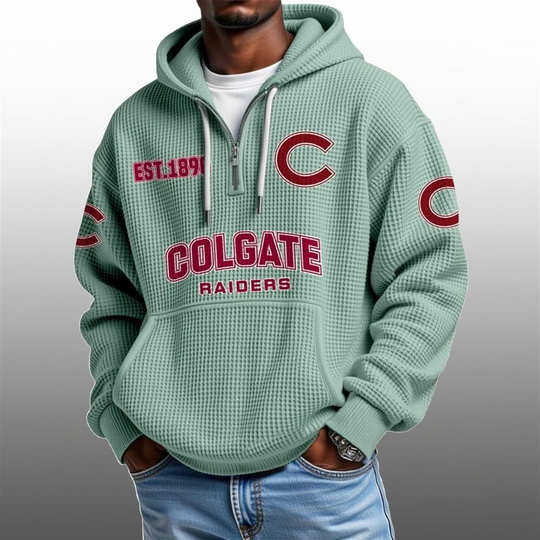 Discover Colgate Raiders EST 1896 Half Quarter Zip Waffle Hoodie