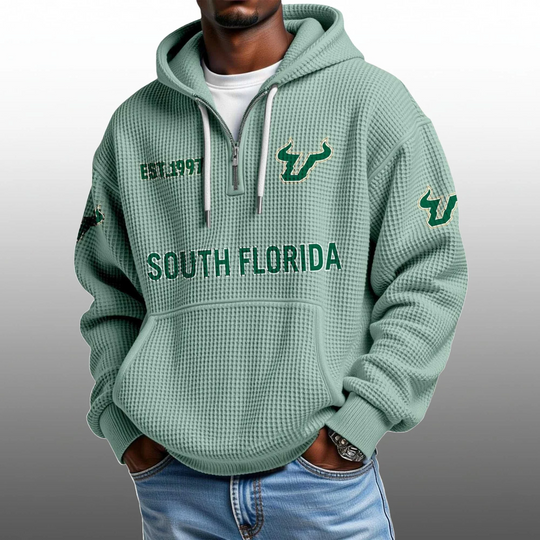 Discover South Florida EST 1997 Half Quarter Zip Waffle Hoodie