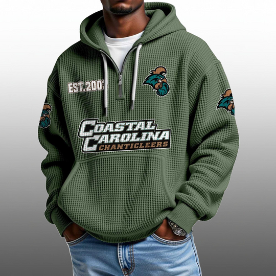 Discover Coastal Carolina Chanticleers EST 2003 Half Quarter Zip Waffle Hoodie