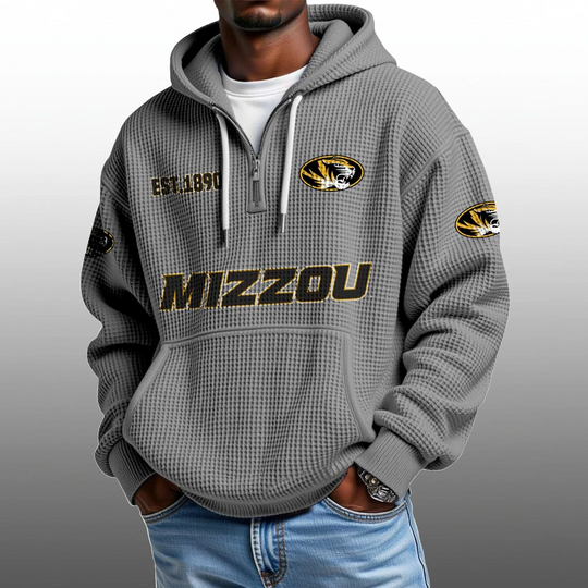 Discover Missouri EST 1890 Half Quarter Zip Waffle Hoodie