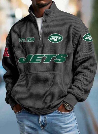 Jets EST 1959 Half Zip Waffle Sweatshirt