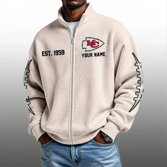 KC Chiefs EST 1959 Quarter Zip Waffle Sweatshirt