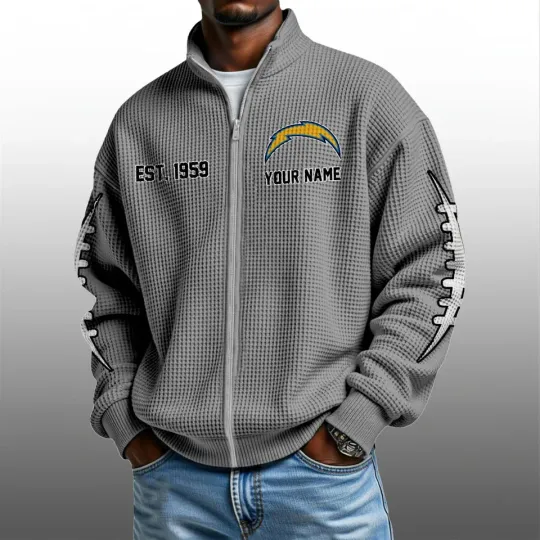 LA Chargers EST 1959 Quarter Zip Waffle Sweatshirt