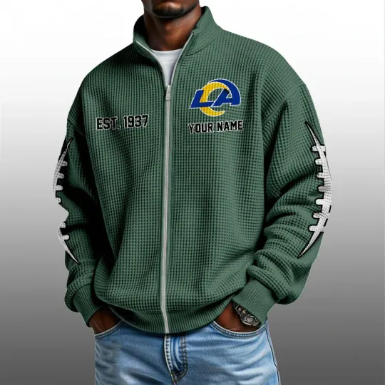 LA Rams EST 1937 Quarter Zip Waffle Sweatshirt