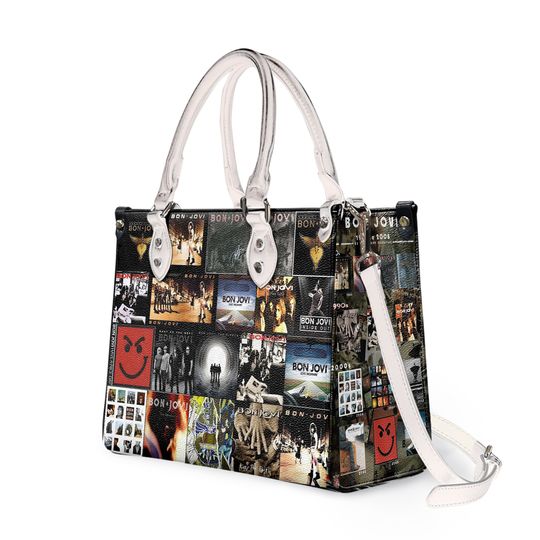 Bon Jovi Women Leather Bag Handbag,Bon Jovi Women Handbag,Bon Jovi Lover's Handbag,Rock Band Handbag, Custom Leather Bag,Personalized Bag
