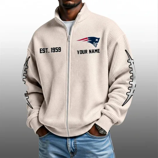 NE Patriots EST 1959 Quarter Zip Waffle Sweatshirt