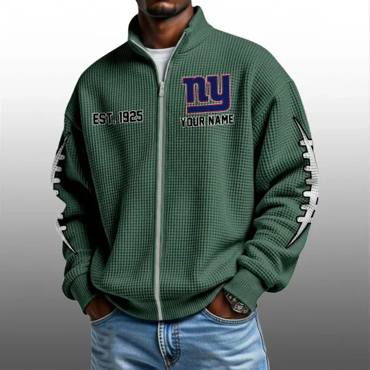 NY Giants EST 1925 Quarter Zip Waffle Sweatshirt