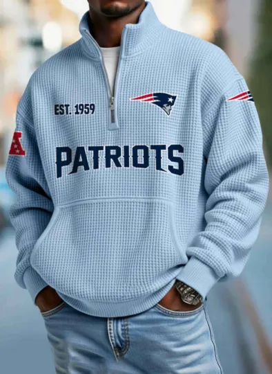 Patriots EST 1959 Half Zip Waffle Sweatshirt