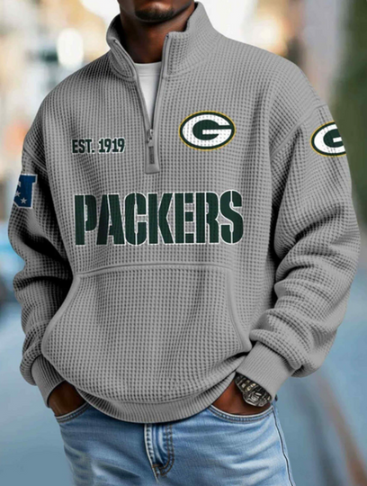 Packers EST 1919 Half Zip Waffle Sweatshirt