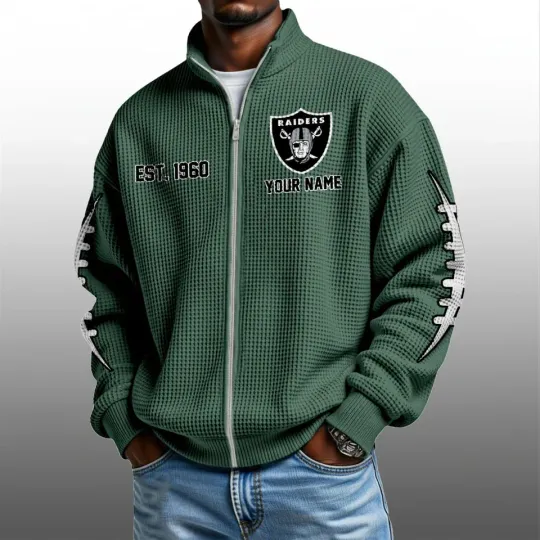 Raiders EST 1960 Quarter Zip Waffle Sweatshirt