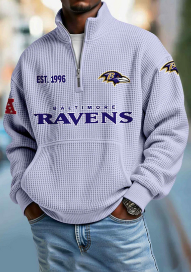 Ravens EST 1996 Half Zip Waffle Sweatshirt