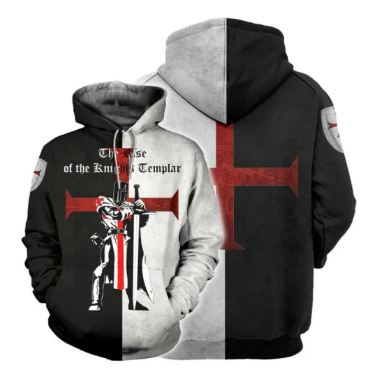 Retro Medieval Knights Templar 3D Hoodie for Men