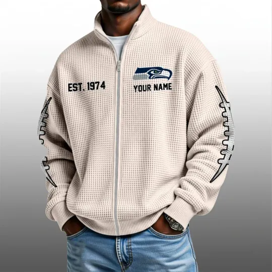 Seahawks EST 1974 Quarter Zip Waffle Sweatshirt
