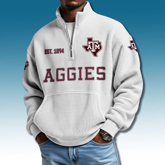 Texas AM Aggies EST 1894 Half Zip Waffle Sweatshirt, Trending Shirt, Gameday Outfit