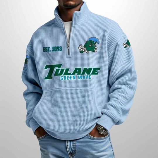 Tulane Est 1893 Half Zip Waffle Sweatshirt, Trending Shirt, Gameday Outfit