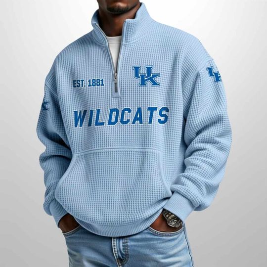 Wildcats Est 1881 Half Zip Waffle Sweatshirt, Trending Shirt, Gameday Outfit