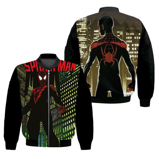 Miles Morales Into The Spider-Verse Comics Amazing Spiderman Bomber Jacket