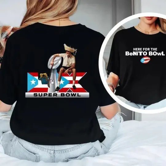Discover Benito Bowl Shirt, Bad Bunny Halftime Shirt, Puerto Rican Football Tee, Bunny Ears Graphic T-shirt