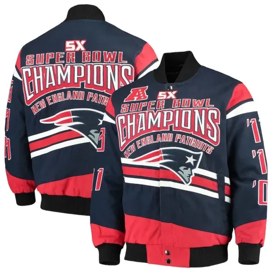 New England Patriots Gladiator 5 Time Super Bowl Champions Cotton Twill Jacket