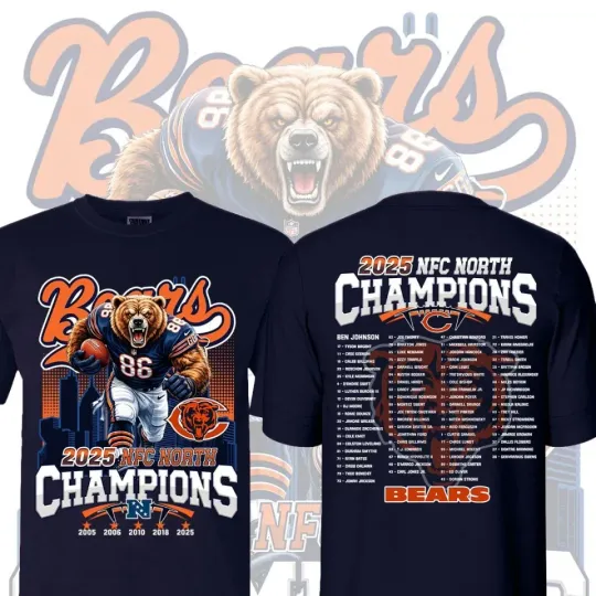 Chicago Bears 2025 NFC North Division Champions Roster Both Side Gift Fans
