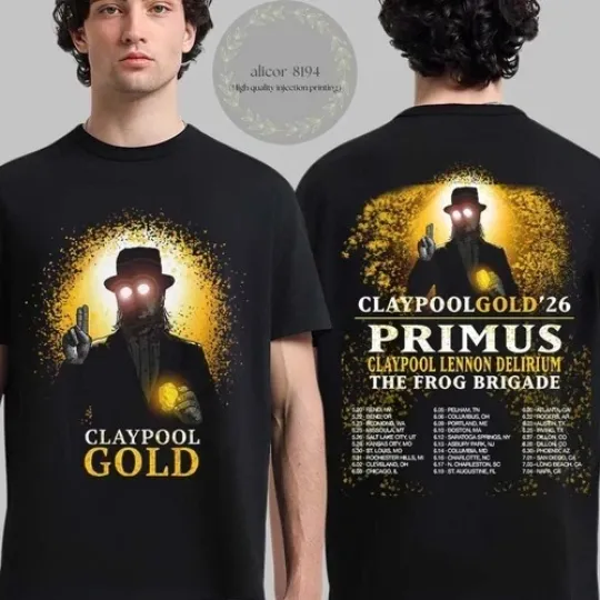 Discover Les Claypool Claypool Gold 2026 Summer Tour T Shirt