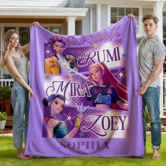 Discover Kpop Demon Huntri Blanket, Personalized Anime Fleece Blanket