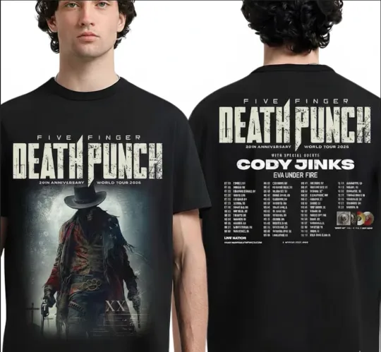 Discover Five Finger Death Punch 20th Anniversary World Tour 2026 T-Shirt
