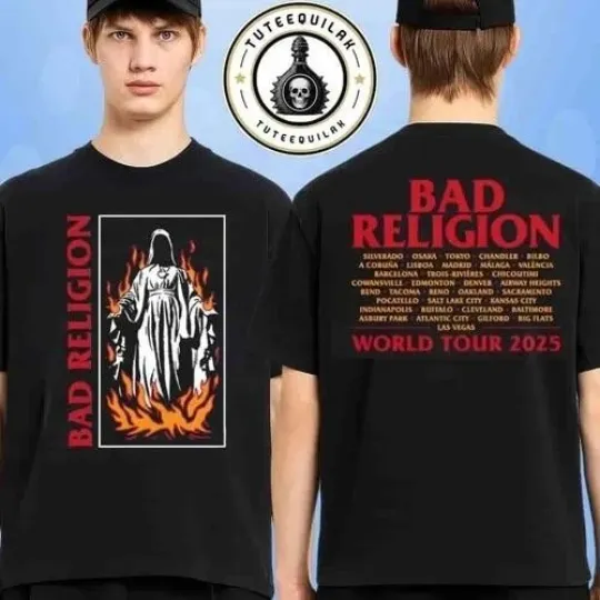 Discover Bad Religions World Tour 2026 Exclusive Burn Tee Merch Two Sided T-Shirt