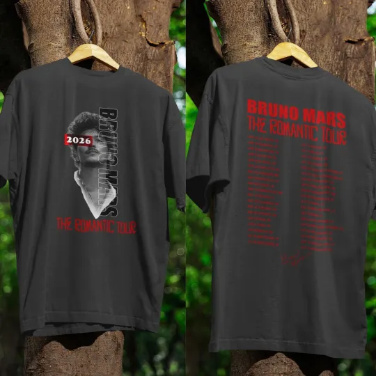 Discover Bruno Mars the Romantic Tour 2026 T-shirt, Concert Shirt, Music Fan Tee