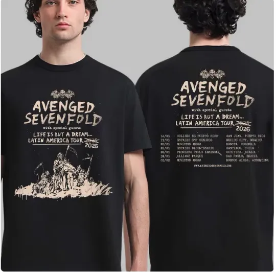 Discover Avenged Sevenfold Life Is But A Dream Latin America Tour 2026 Unisex T-Shirt
