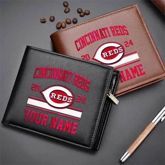 Discover Personalized Cincinnati Baseball Redss Team Men's Leather Wallet Gift For Him