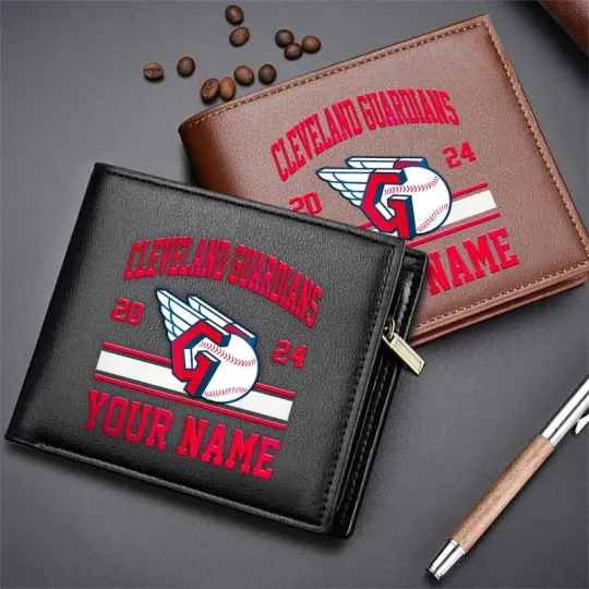 Personalized Cleveland Baseball Guardianss Team Men Leather Wallet Gift For Him