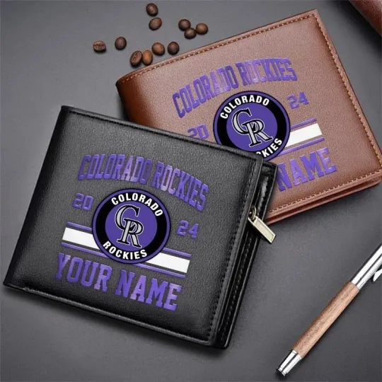 Discover Personalized Colorado Baseball Rockiess Team Men's Leather Wallet Gift For Him
