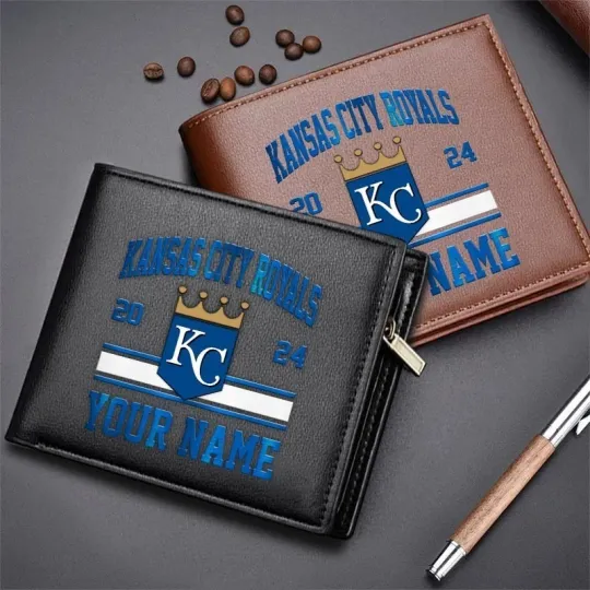 Discover Personalized Kansas City Baseball Royalss Team Men's Leather Wallet Gift For Him
