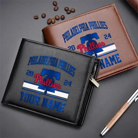 Discover Personalized Philadelphia Baseball Philliess Team Men's Leather Wallet Gift
