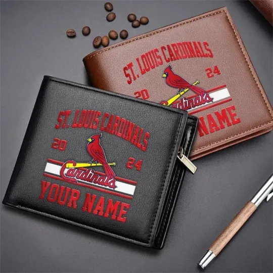 Personalized St. Louis Baseball Cardinalss Team Men Leather Wallet Gift For Him
