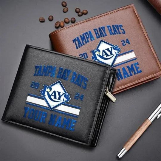 Discover Personalized Tampa Bay Baseball Rayss Team Men's Leather Wallet Gift For Him Dad