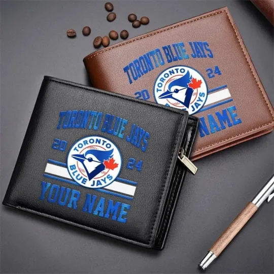 Personalized Toronto Baseball Blue Jayss Team Men's Leather Wallet Gift For Him