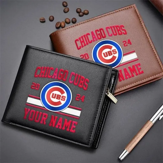 Discover Personalized Chicago Baseball Cubss Team Men's Leather Wallet Gift For Him Dad