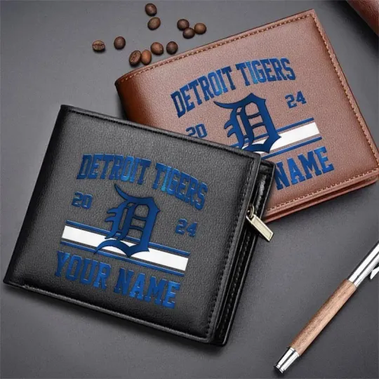 Discover Personalized Detroit Baseball Tigerss Team Men's Leather Wallet Gift For Him Dad