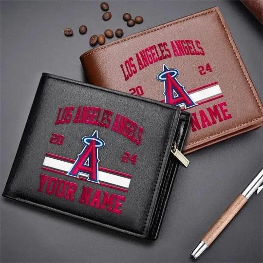 Discover Personalized Los Angeles Baseball Angelss Team Men's Leather Wallet Gift For Him