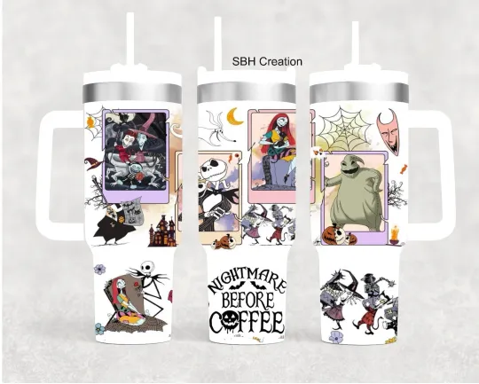 Discover 40 oz Nightmare before Coffee insulated Tumbler