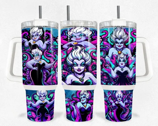 Discover 40 oz Villians Tumbler with sliding lid and straw