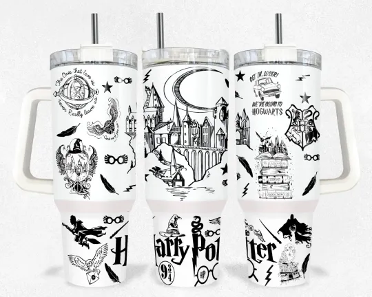 Discover 40oz Whimsical Wizards Potter theme Insulated  Tumbler with sliding lid / straw