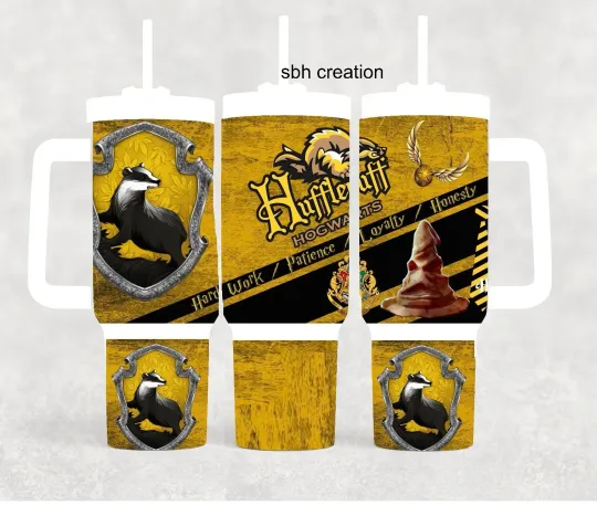 40oz Hufflepuff Harry Potter Stanley Quencher style Tumbler