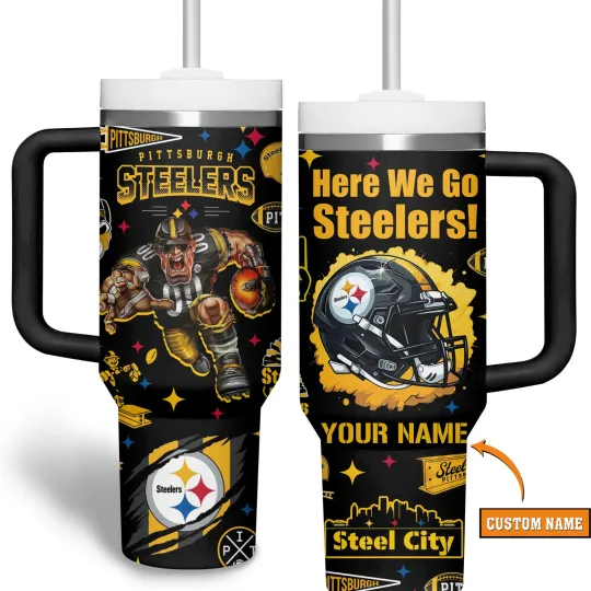 Discover Custom Pittsburgh Football Tumbler With Handle – 40oz 30oz 20oz