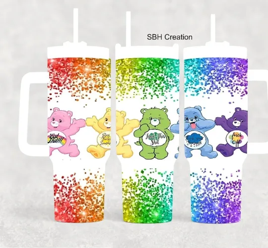 Discover 40 oz Adult Carebears theme Tumbler (like the Stanley Quencher )