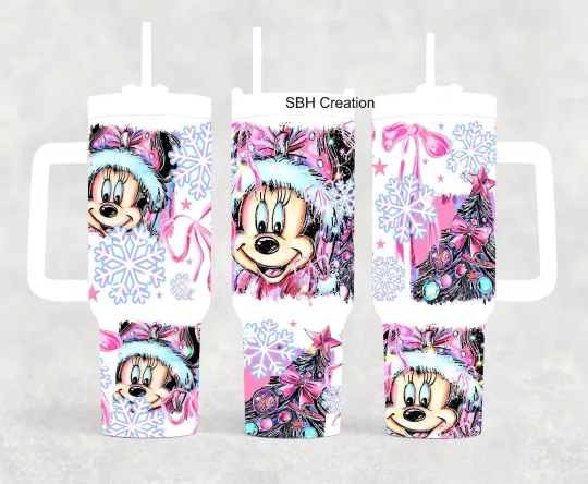 Discover 40oz Winter Whimsical Minnie insulated tumbler sliding lid and straw