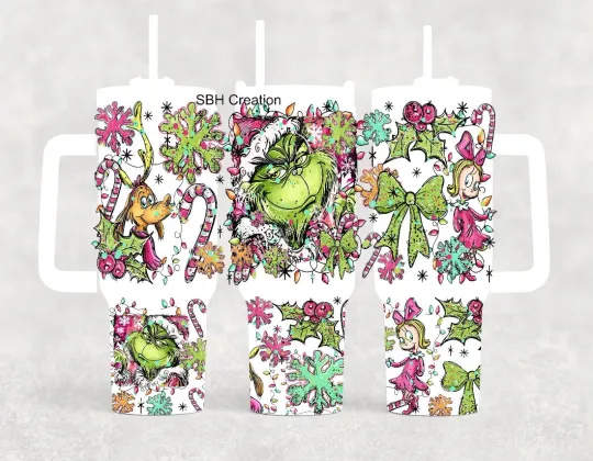 Discover 40oz Whimsical Christmas theme insulated tumbler with sliding lid and straw