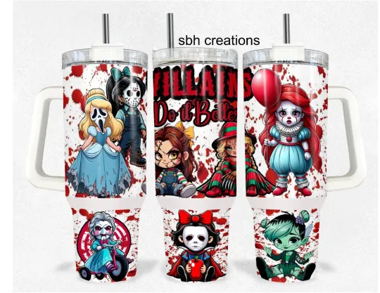 Discover 40 oz Villians Do it Better insulated Tumbler with sliding lid and straw